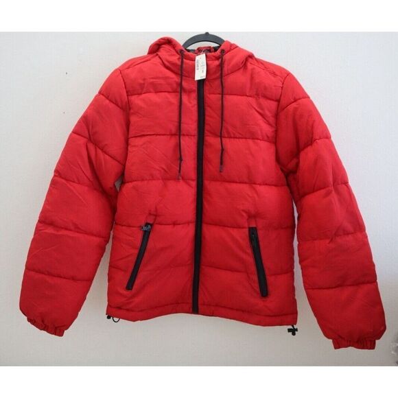 Aéropostale 2123-615 Women's Sz XS Red Remixed Down Quilted Hooded Puffer Jacket - Picture 1 of 7